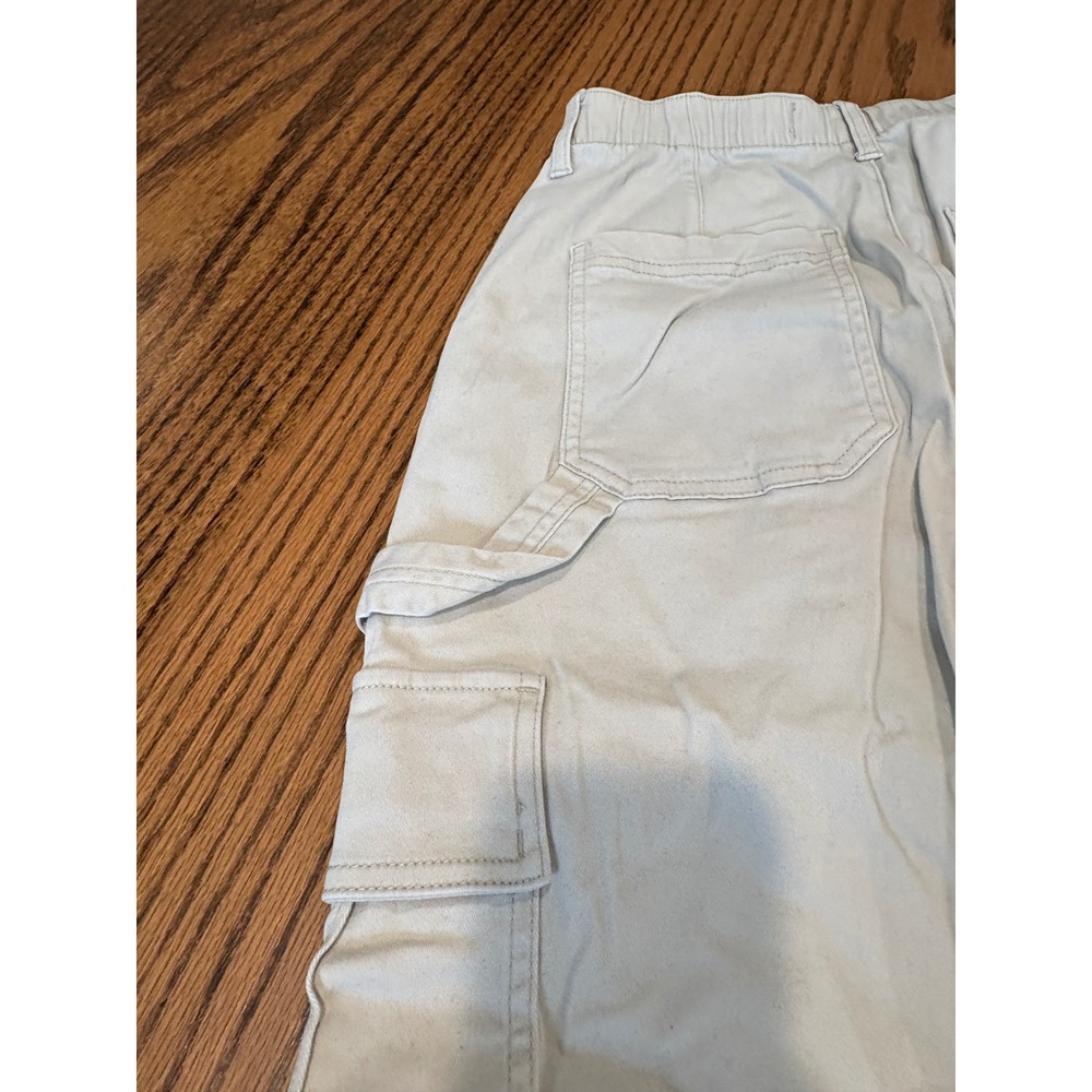 Hollister Ultra High Rise Khaki Cargo Carpenter Pants Wide Leg Raw Hem Small
